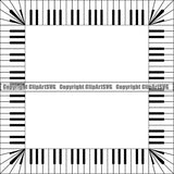 Music Design Element Frame Border Piano Keys Out Square ClipArt SVG