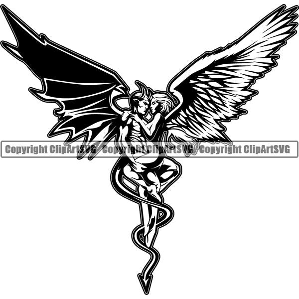 Tattoo Artist Skull Devil Angel ClipArt SVG