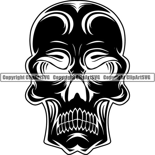 Skull Skeleton Tattoo Tat ClipArt SVG