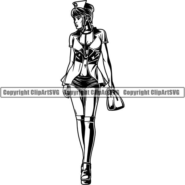 Medical Doctor Nurse Hospital Sexy Nurse Female Woman ClipArt SVG