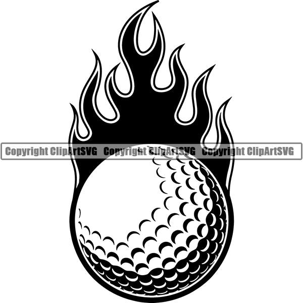Sports Game Golf Fire ClipArt SVG