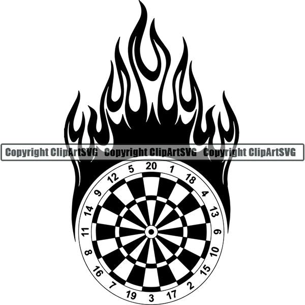 Sports Game Darts Fire ClipArt SVG