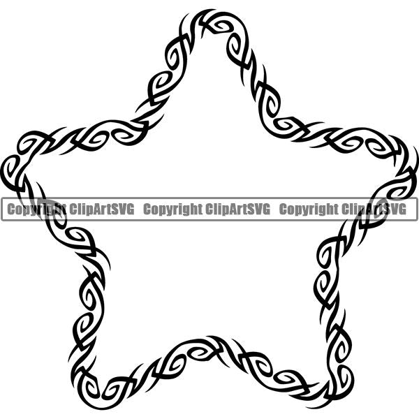 Viking Celtic Tribal Frame Border Design Element Star ClipArt SVG
