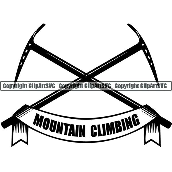 Mountain Climbing Rock Climber Logo ClipArt SVG