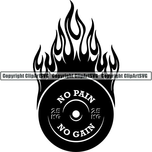 Gym Sports Bodybuilding Fitness Muscle Fire ClipArt SVG