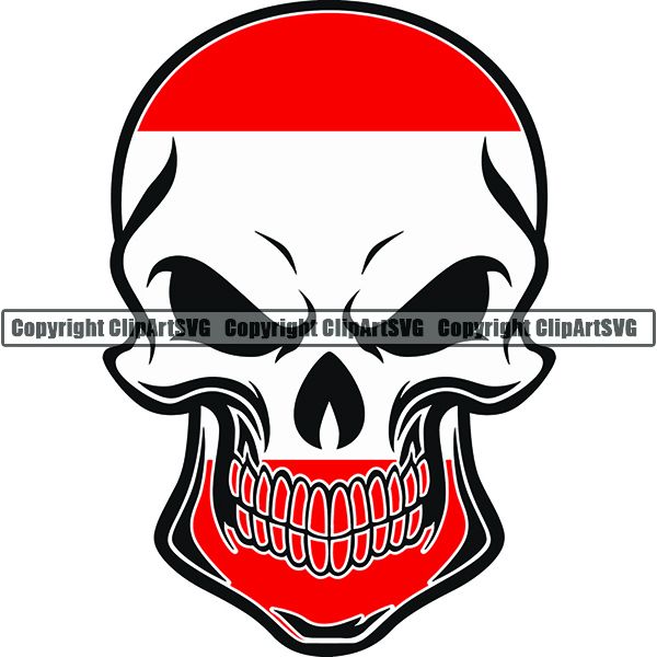 Country Flag Skull Austria ClipArt SVG