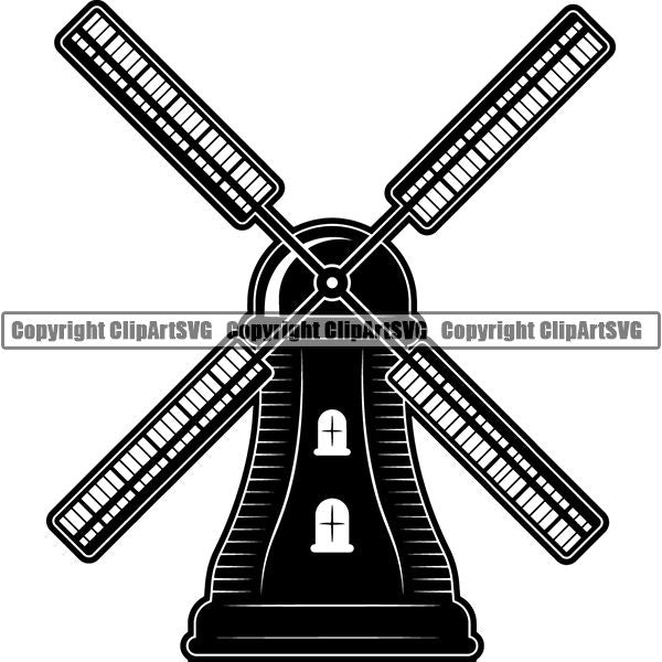 Farming Farmer Farm Organic Windmill ClipArt SVG