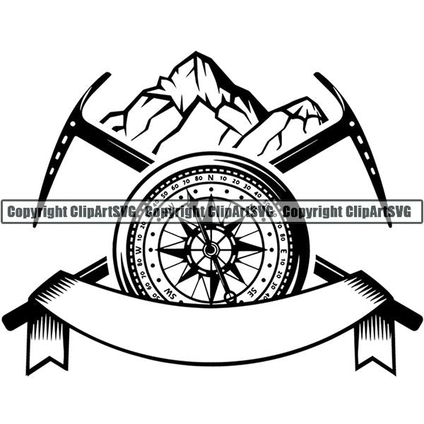 Mountain Climbing Rock Climber Logo ClipArt SVG