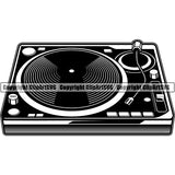 Disc Jockey DJ Turntable Audio Vinyl Record Player Sound Wave ClipArt SVG