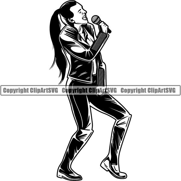 Sing Singing Singer Entertainment Party Music Night Club Nightclub ClipArt SVG