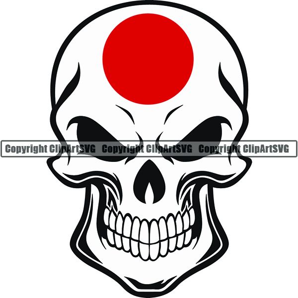 Country Flag Skull Japan ClipArt SVG