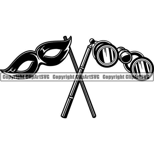 Acting Actor Movie Performer Performance Mask Spectacles Binoculars ClipArt SVG