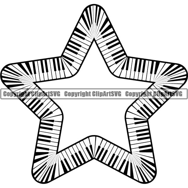 Music Design Element Frame Border Piano Keys In Star ClipArt SVG