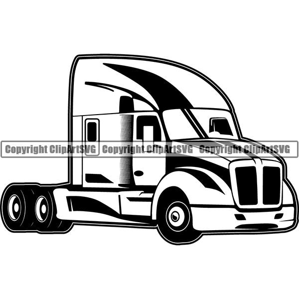 Truck Driver Trucking Trucker Driving Transportation Semi Tractor Trailer Logo ClipArt SVG
