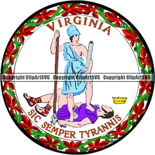 State Flag Seal Virginia ClipArt SVG