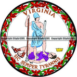 State Flag Seal Virginia ClipArt SVG