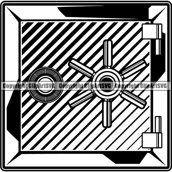 Cash Money Home Closed Safe Storage Vault Security Lock Locker Hide White Background Design Element Business Finance Cash Payment Currency Dollar Investment Banking Bank Wealth Stack Concept Rich Advertising Art Logo Clipart SVG