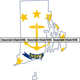 State Flag Map Rhode Island ClipArt SVG