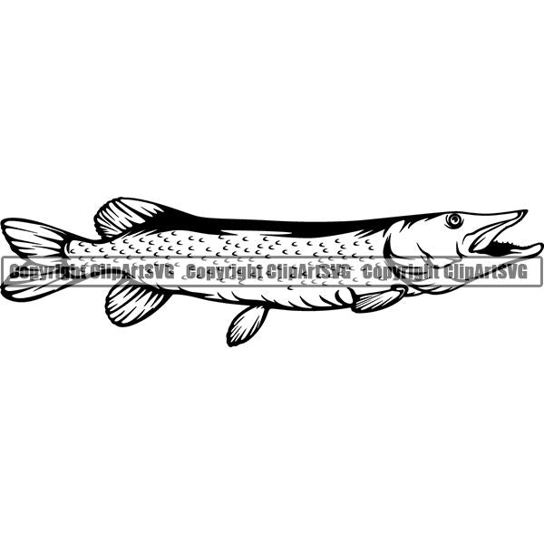 Sports Game Fishing Hunting Fish Hunt Pike Fish ClipArt SVG