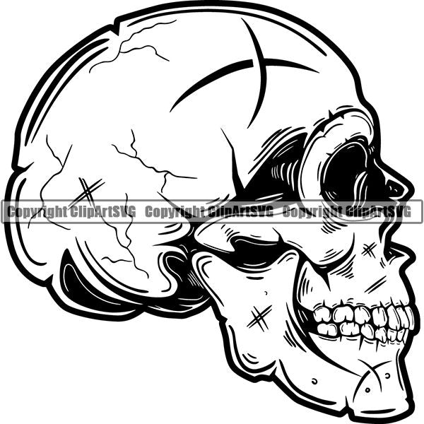 Skull Skeleton Tattoo Tat ClipArt SVG