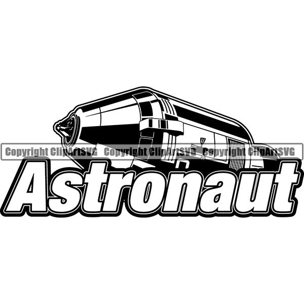 Astronaut Outer Space Shuttle Sci-Fi Science Fiction Logo ClipArt SVG