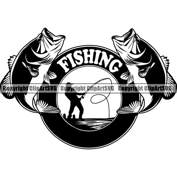 Sports Game Fishing Hunting Fish Hunt Logo ClipArt SVG