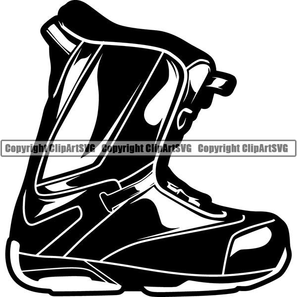 Sports Skiing Ski Snowboarding Snowboard Boot ClipArt SVG