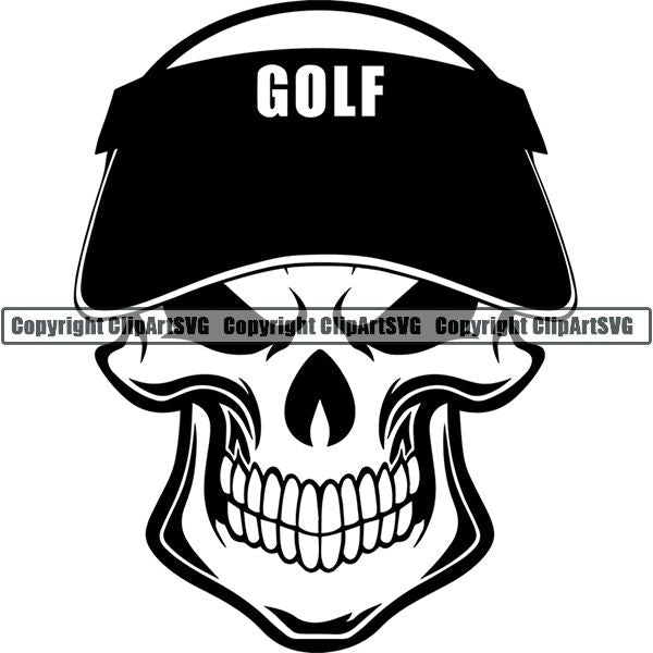 Sports Game Golf Visor Skull Skeleton Scary Evil Horror Halloween Death Dead ClipArt SVG