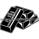 Money Cash Gold Bar Precious Metal Invest Investing Stack Lotto Lottery Currency Banking Coin Collecting Dollar Sign Design Stack Bank Finance Rich Wealthy Knot Roll Spread 100 Dollar Bill Currency Advertise Marketing Clipart SVG