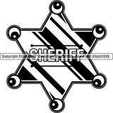 Occupation Cowboy Sheriff Badge ClipArt SVG