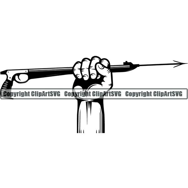 Diving Dive Diver Speargun Gaff Nautical Boat Boating Sail Fish Fishing ClipArt SVG