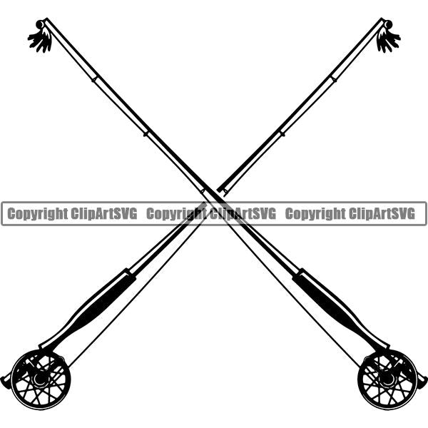 Sports Game Fishing Hunting Fish Hunt Fly Rod ClipArt SVG