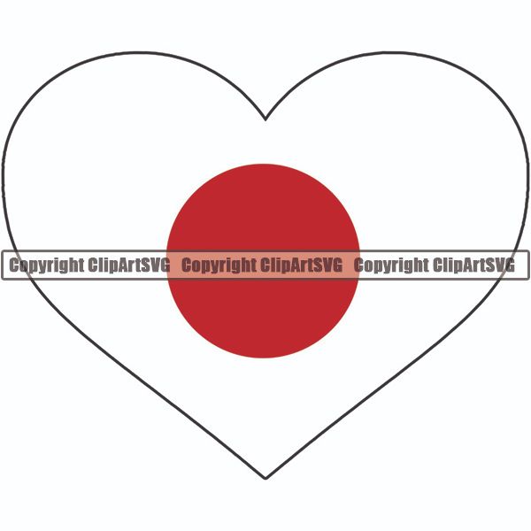 Country Flag Heart Japan ClipArt SVG