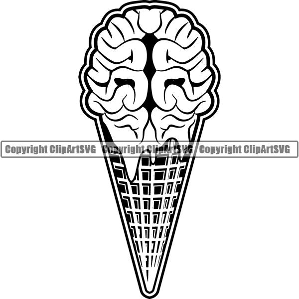 Food Ice Cream Cone Brain Melting ClipArt SVG