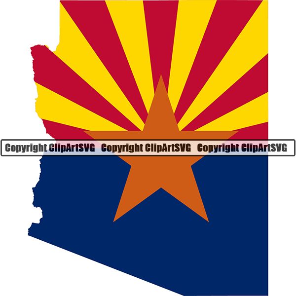 State Flag Map Arizona ClipArt SVG