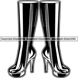 Clothes Boots Womens Knee High ClipArt SVG
