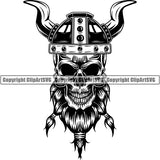 Viking Warrior Skull ClipArt SVG