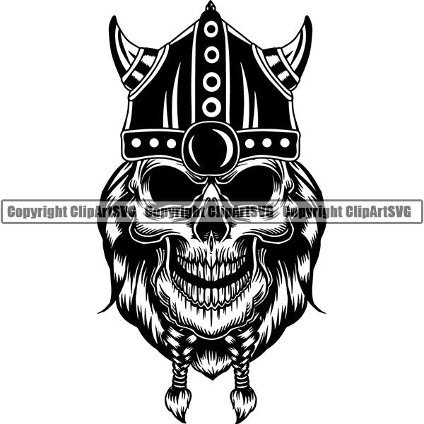 Viking Warrior Skull ClipArt SVG