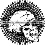 Military Weapon Gun Machine Bullet Shield Skull ClipArt SVG