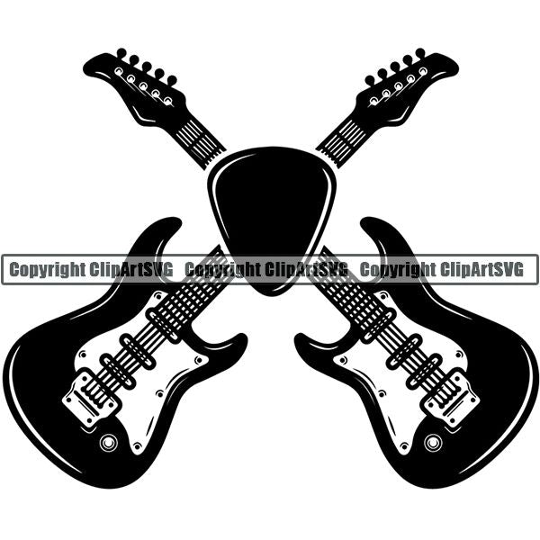 Music Musical Instrument Instrument Guitar Logo 4 ClipArt SVG