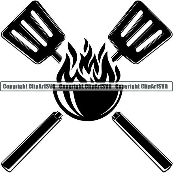 Cooking BBQ Bar-B-Que Barbque Chef Cook Butcher Logo ClipArt SVG