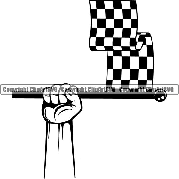 Sports Car Racing Checkered Flag ClipArt SVG