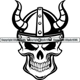 Viking Warrior Skull Hat ClipArt SVG