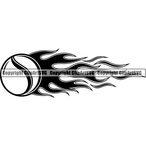 Sports Game Tennis Fire ClipArt SVG