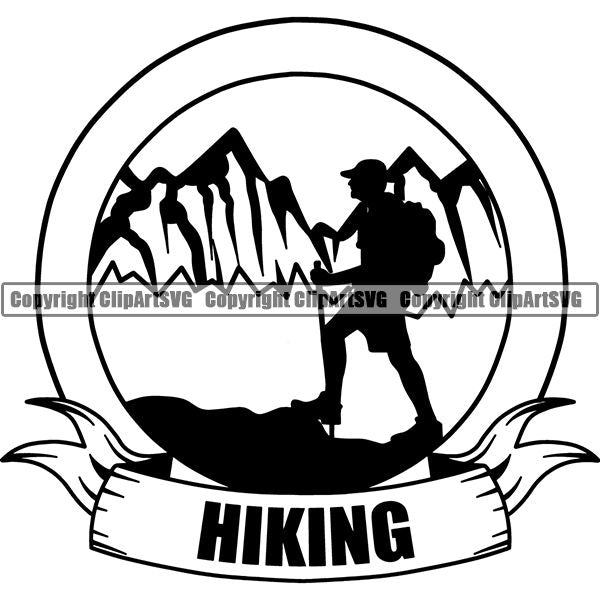 Camping Hiking Logo Clipart SVG
