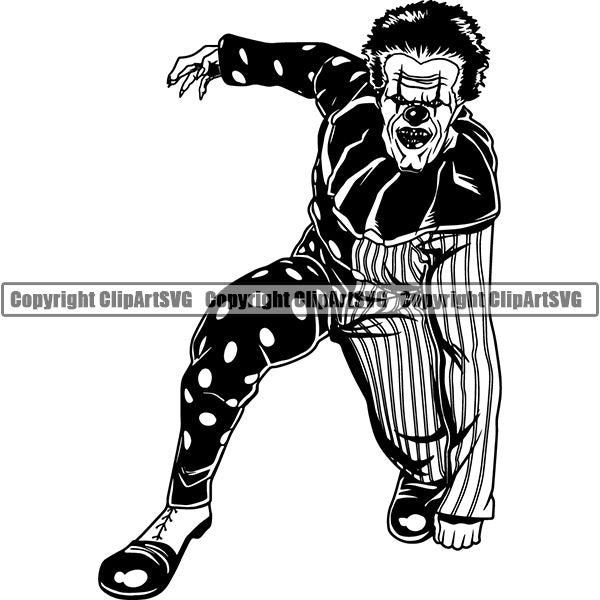 Evil Scary Clown ClipArt SVG