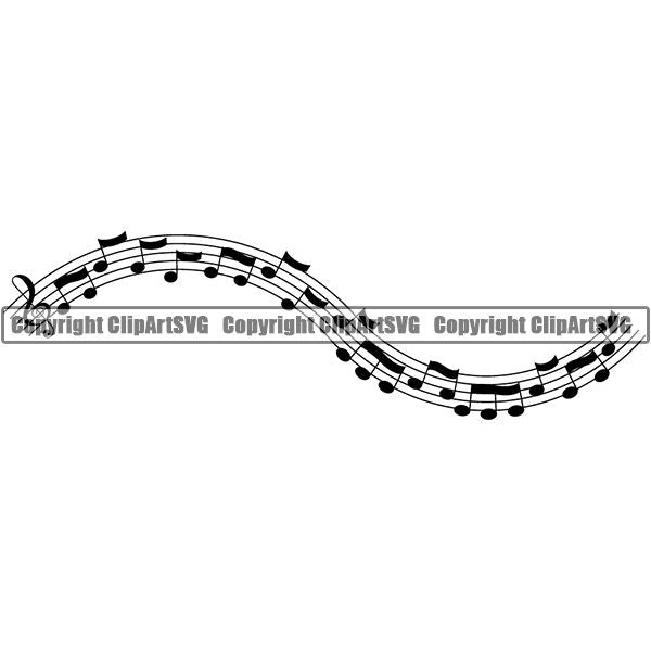 Music Design Element Frame Border Notes Lines Line Wavy ClipArt SVG