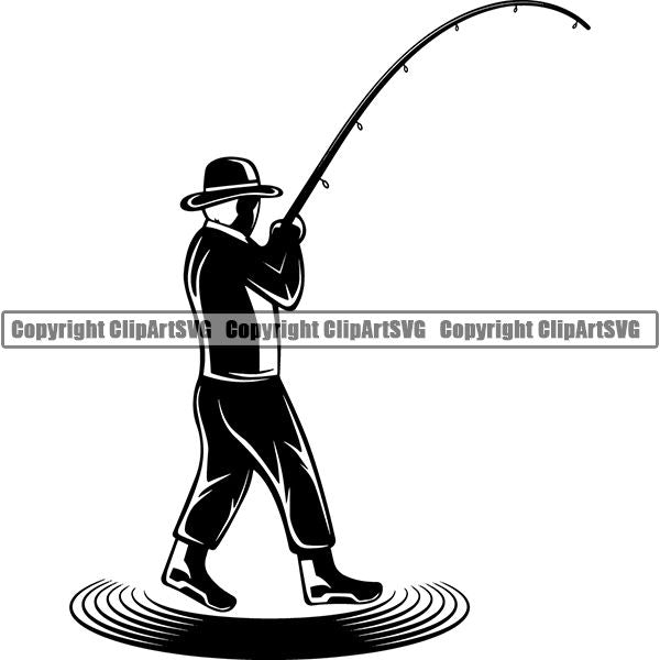 Sports Game Fishing Hunting Fish Hunt Fisherman ClipArt SVG