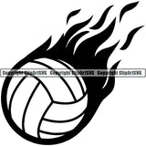 Sports Game Volleyball Flame ClipArt SVG