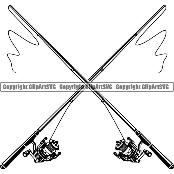 Sports Game Fishing Hunting Fish Hunt Rod ClipArt SVG